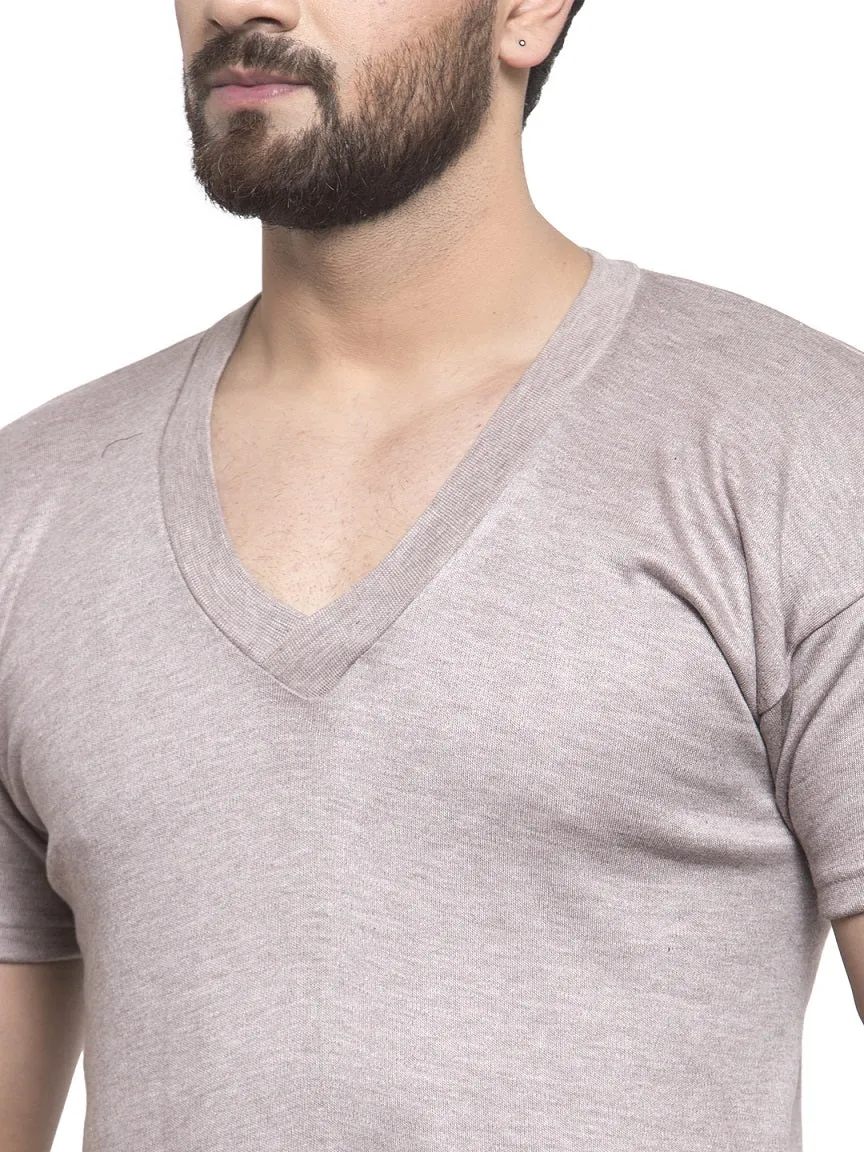 MEN'S HALF SLEEVES SOLID V NECK THERMAL TOP