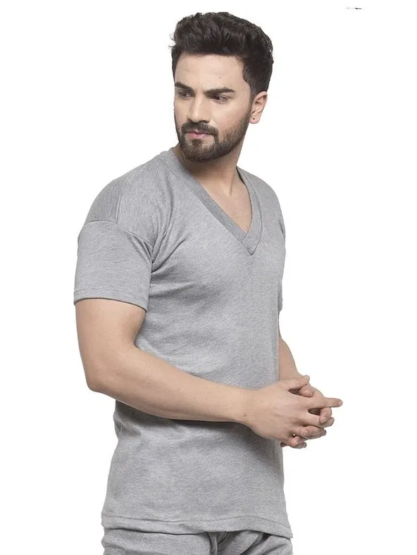 MEN'S HALF SLEEVES SOLID V NECK THERMAL TOP