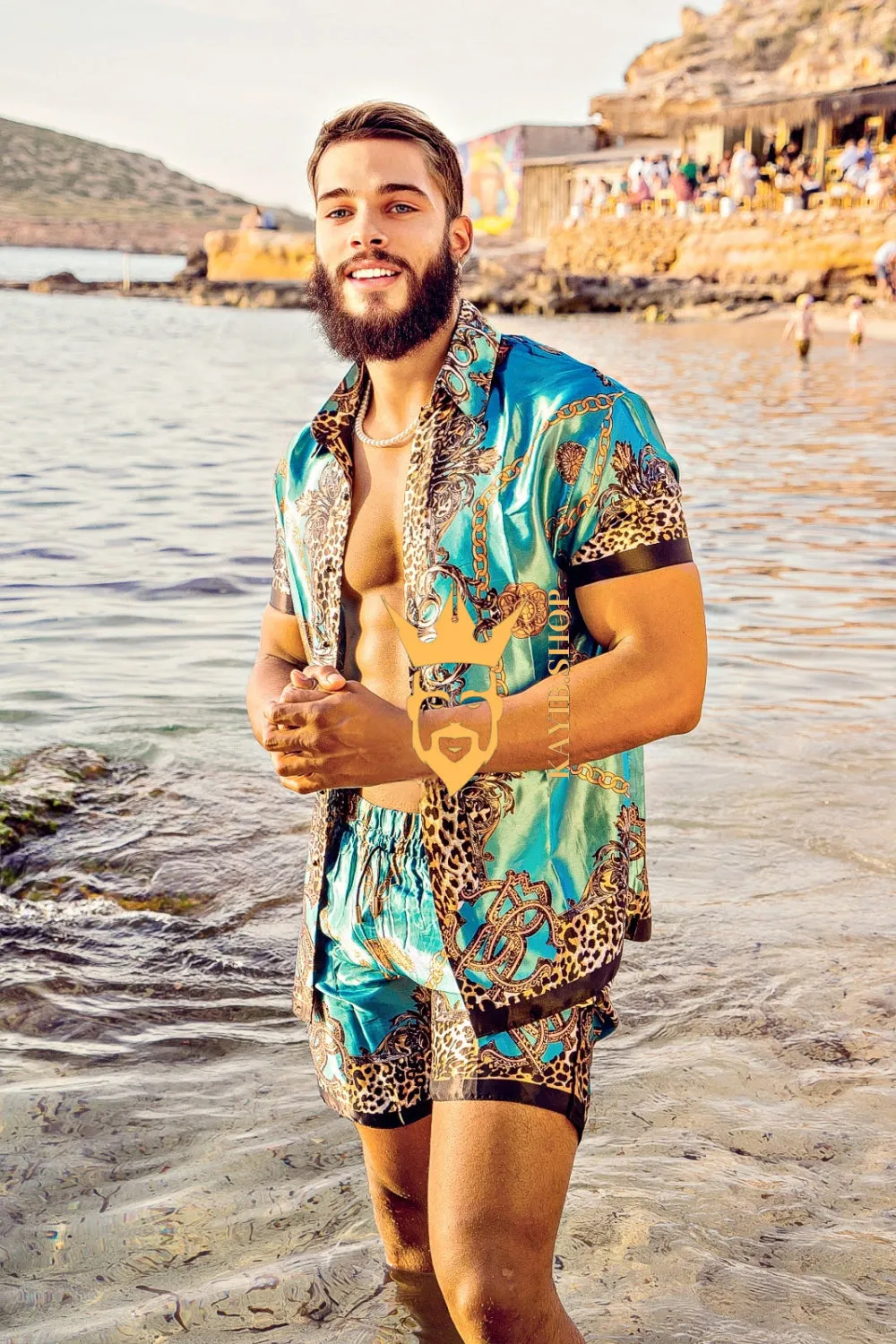 Men's Short Sleeve Floral Silk Button-Down Shirt Set - Elevate Your Summer Style with Luxurious Comfort and Tropical Appeal