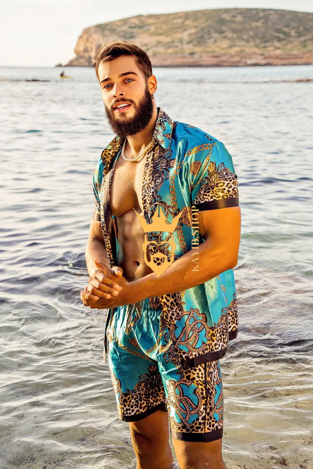 Men's Short Sleeve Floral Silk Button-Down Shirt Set - Elevate Your Summer Style with Luxurious Comfort and Tropical Appeal