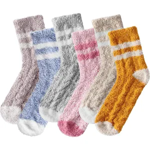 Pack Of 6 Fluffy Socks Women, Cozy Socks for Women Slipper Socks, Thick Women Super Warm Fluffy Socks for Women Winter Socks