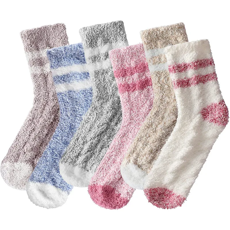 Pack Of 6 Fluffy Socks Women, Cozy Socks for Women Slipper Socks, Thick Women Super Warm Fluffy Socks for Women Winter Socks