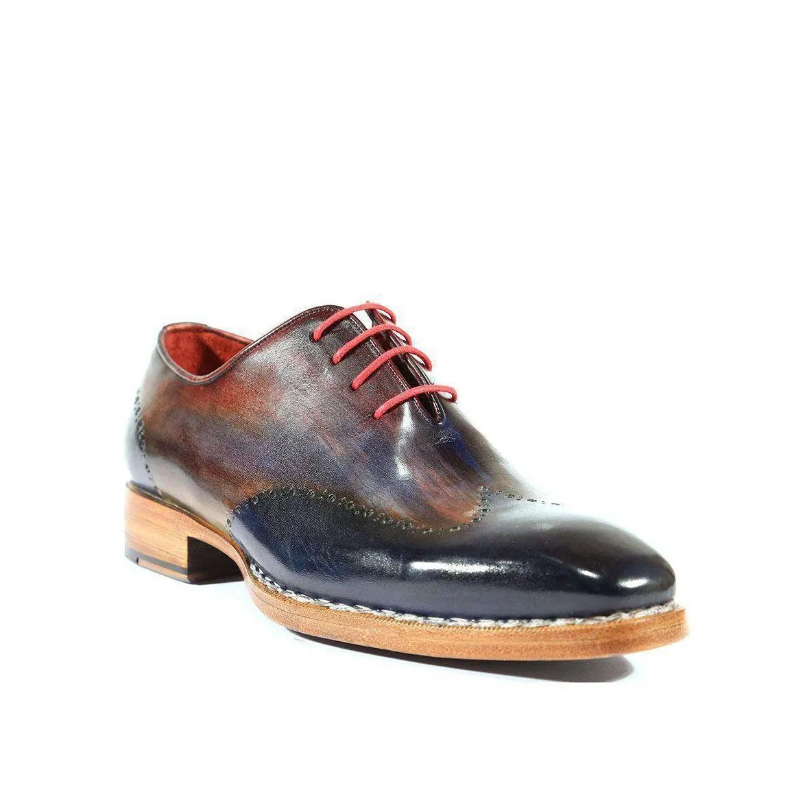 Paul Parkman Handmade Designer Shoes Handmade Men's Designer Shoes Wingtip Goodyear Welted Hand-Painted Multi-Color Oxfords (PM1015)