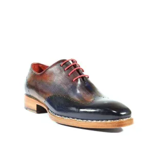 Paul Parkman Handmade Designer Shoes Handmade Men's Designer Shoes Wingtip Goodyear Welted Hand-Painted Multi-Color Oxfords (PM1015)