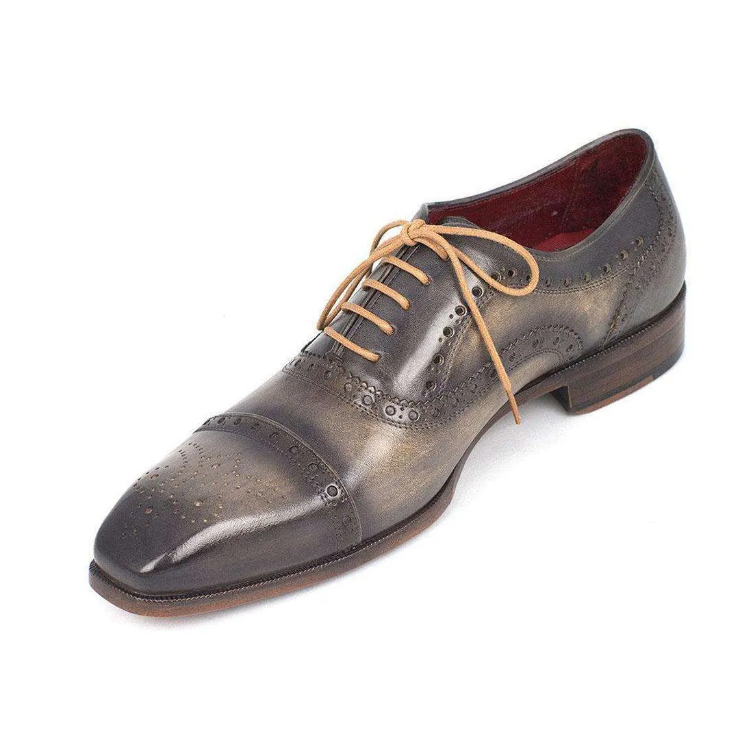 Paul Parkman Handmade Designer Shoes Men's Captoe Oxfords Gray (PM5306)