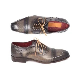 Paul Parkman Handmade Designer Shoes Men's Captoe Oxfords Gray (PM5306)