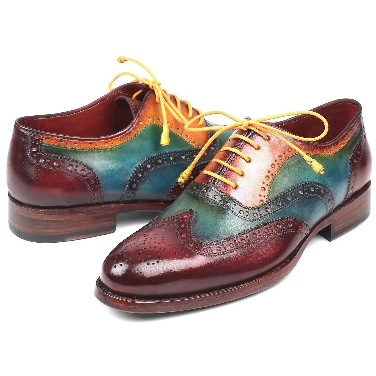 Paul Parkman Handmade Designer Shoes Wingtip Goodyear Welted Multi-Color Oxfords (PM5862)