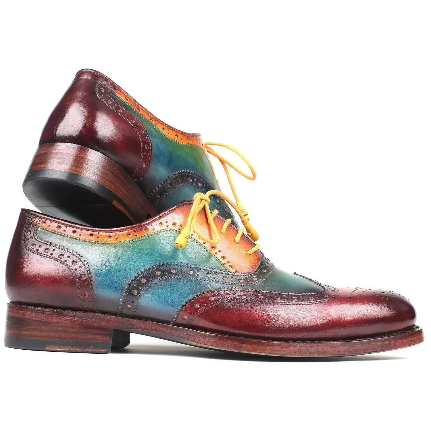 Paul Parkman Handmade Designer Shoes Wingtip Goodyear Welted Multi-Color Oxfords (PM5862)