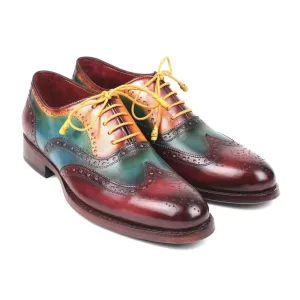 Paul Parkman Handmade Designer Shoes Wingtip Goodyear Welted Multi-Color Oxfords (PM5862)