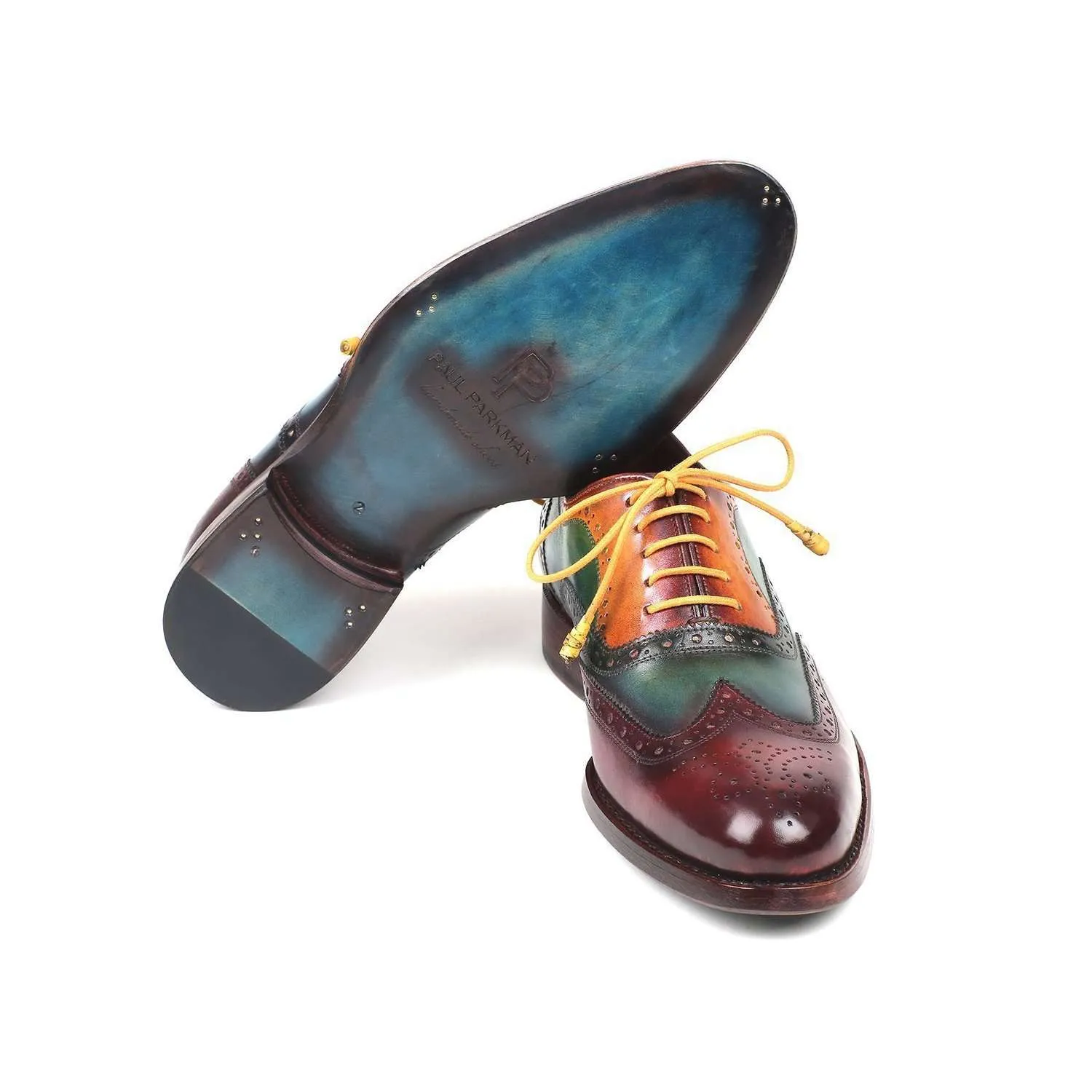 Paul Parkman Handmade Designer Shoes Wingtip Goodyear Welted Multi-Color Oxfords (PM5862)
