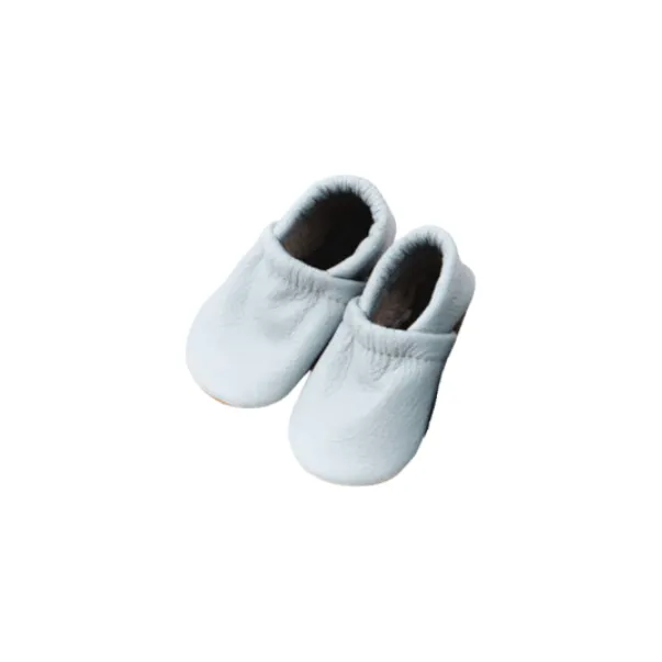 Starry Knight Spring Leather Moccasin Baby Booties- Powder Blue
