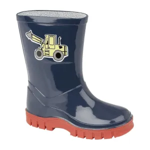 Stormwells Puddle Navy/Red Kids Wellingtons Boot