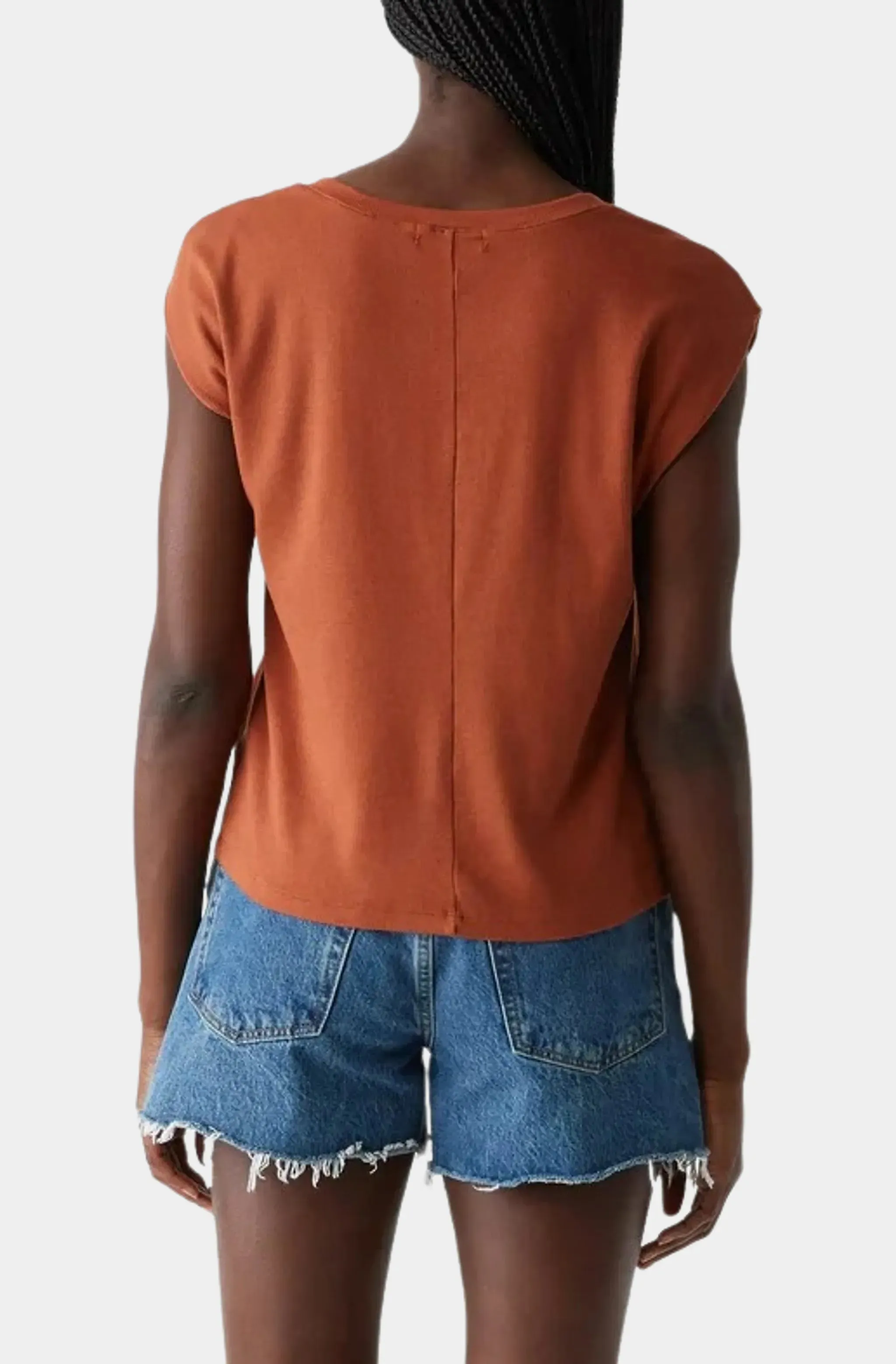 Tati V-Neck Power Shoulder Top