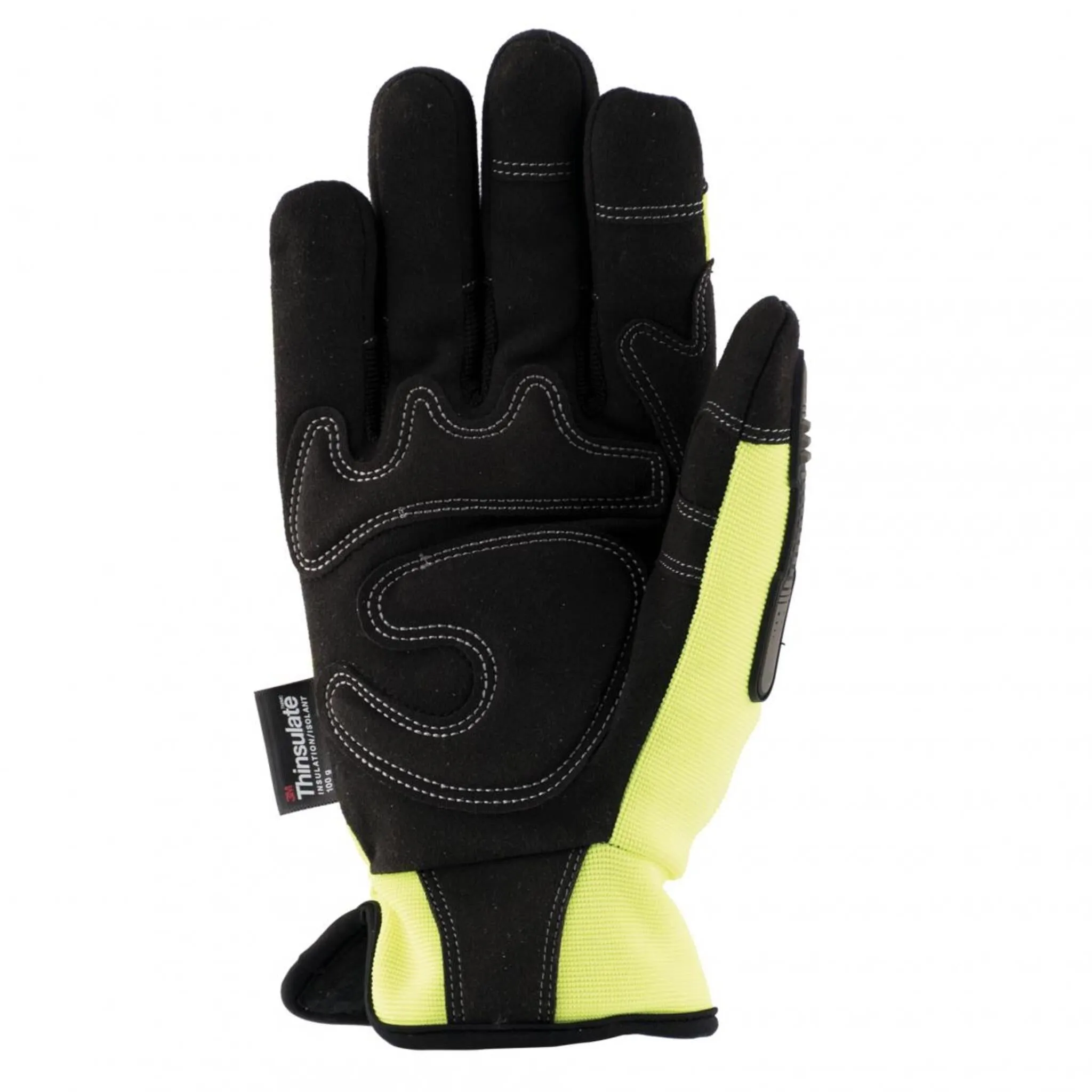 Terra Hi-Vis Thinsulate Lined Performance Winter Gloves with Elastic Wrist, Superior Warmth, Synthetic Leather, Reflective Pads, Durable Protection, Outdoor Safety