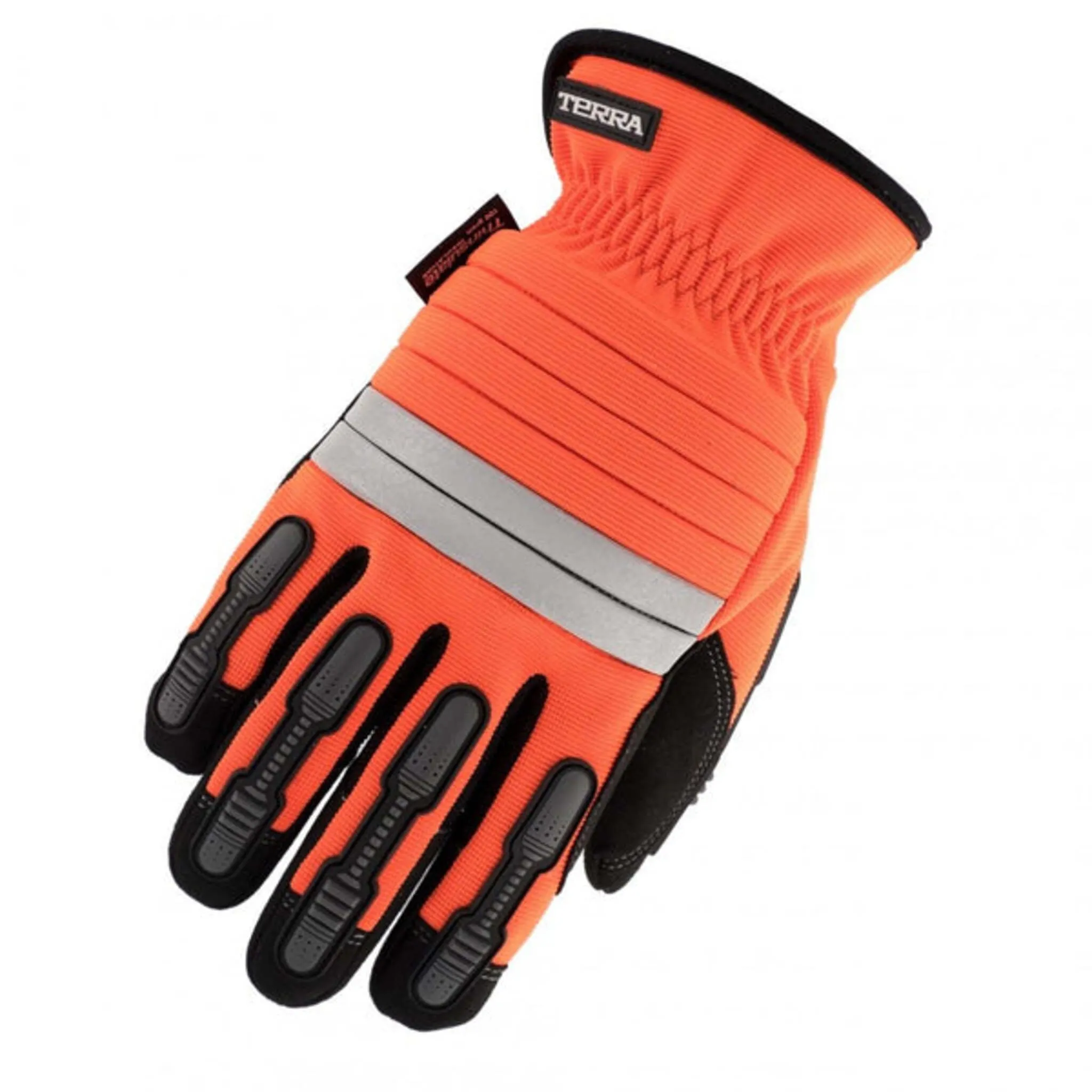 Terra Hi-Vis Thinsulate Lined Performance Winter Gloves with Elastic Wrist, Superior Warmth, Synthetic Leather, Reflective Pads, Durable Protection, Outdoor Safety