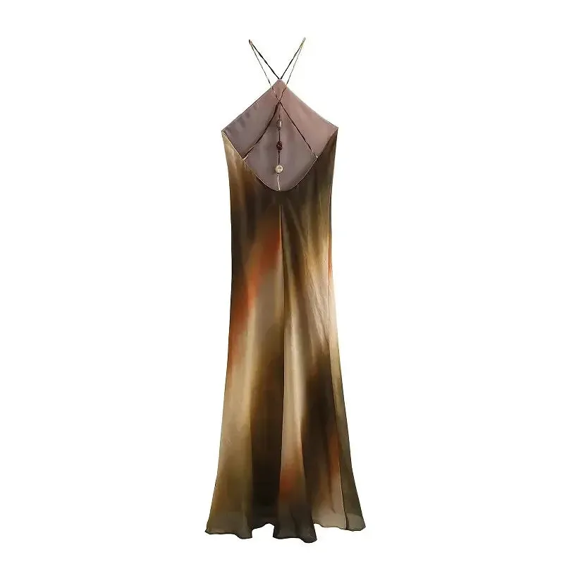 Tie-Dye Halter Backless Dress | Summer Loose Fit Midi Dress