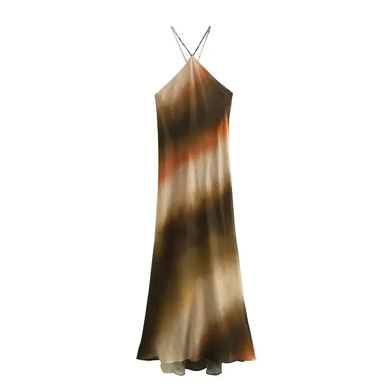 Tie-Dye Halter Backless Dress | Summer Loose Fit Midi Dress