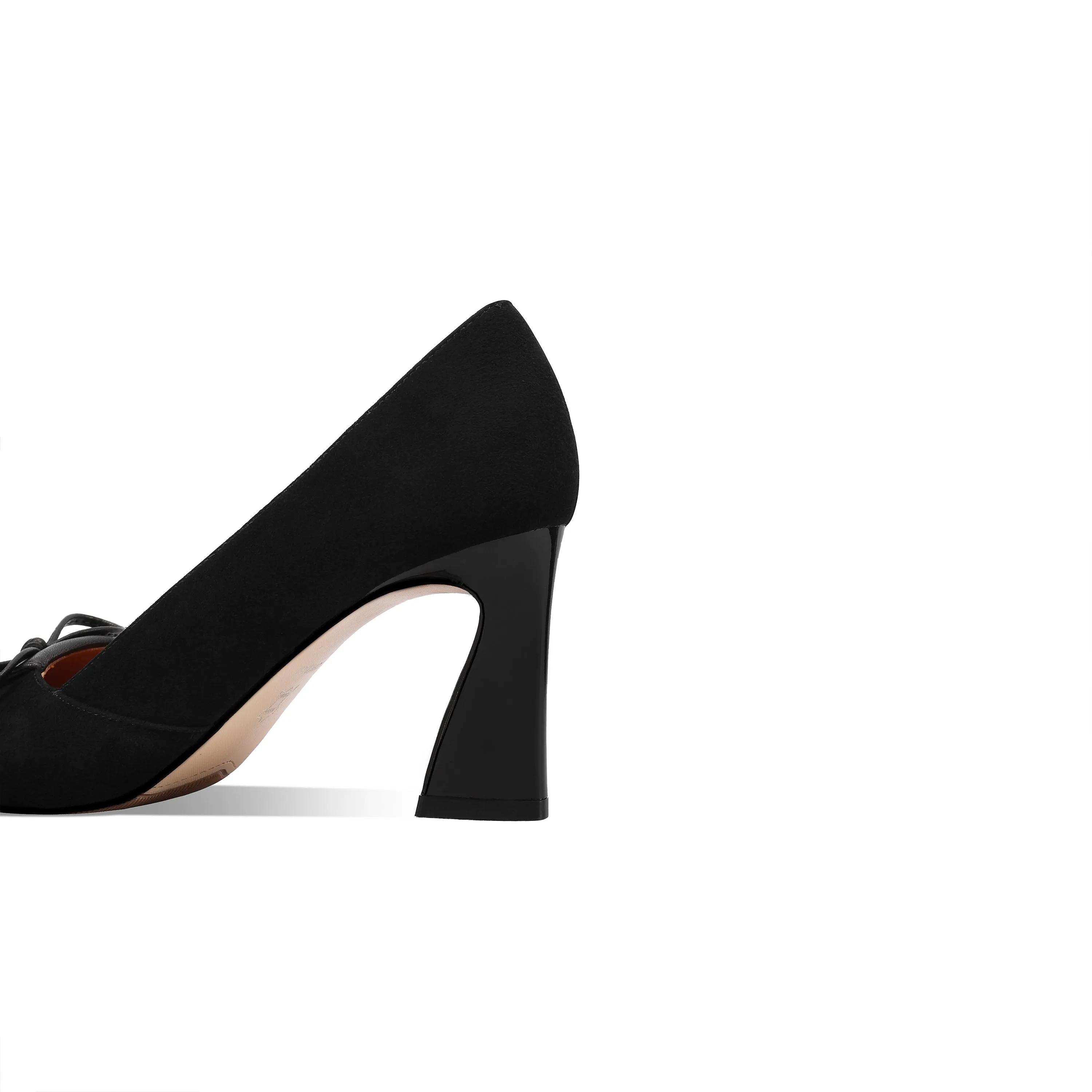 TinaCus Women's Handmade Suede Leather Cute Bowtie Pointed Toe Spool Heel Pumps Shoes