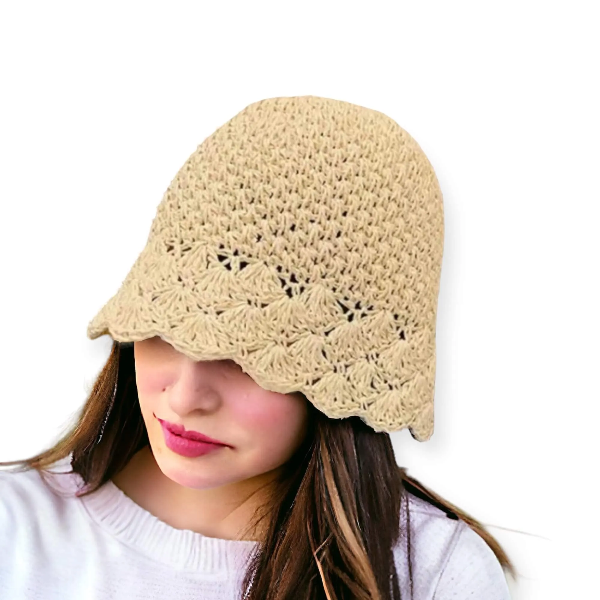 Trendy Beach Vibes Scalloped Crochet Sun Hat