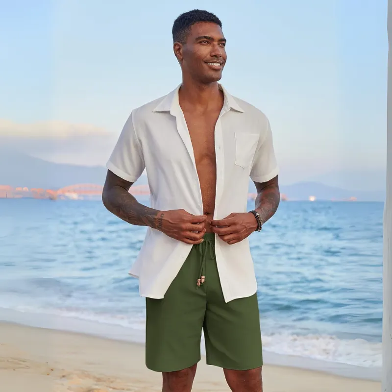 Versatile Design Pack of Two Casual Linen Vacation Shorts