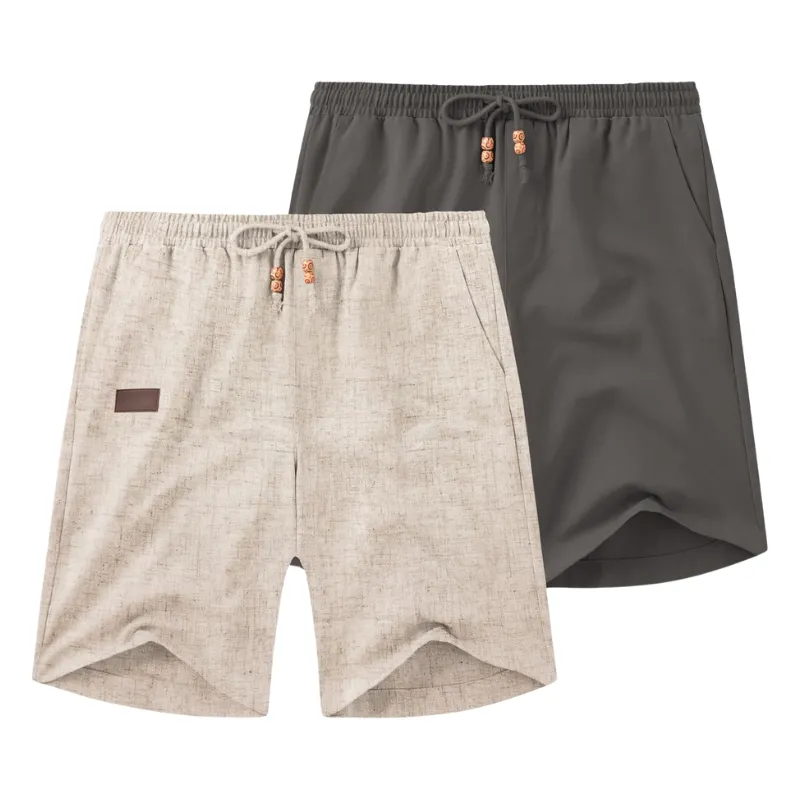 Versatile Design Pack of Two Casual Linen Vacation Shorts