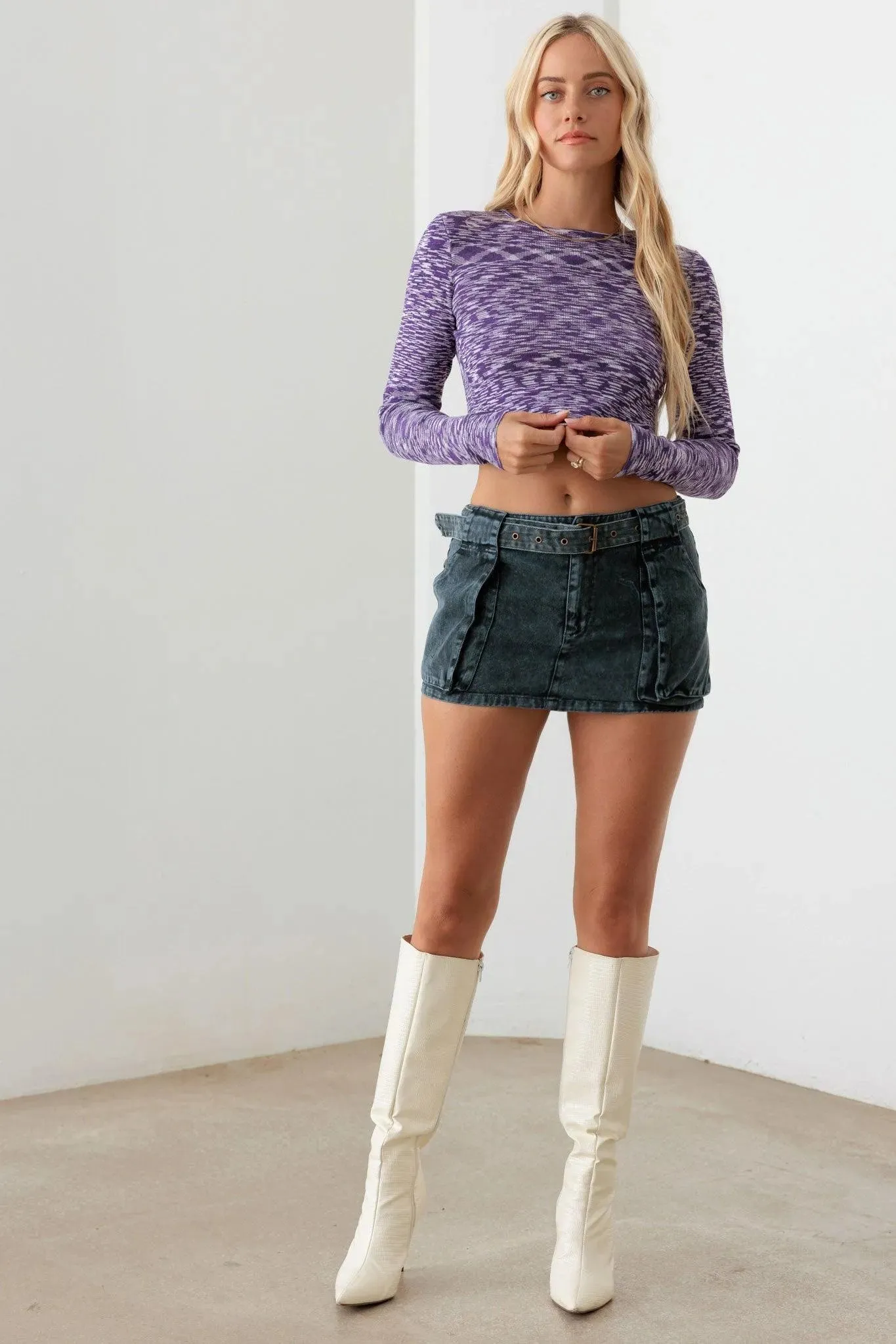 Vibrant Purple Open-Back Knit Chic Crop Top