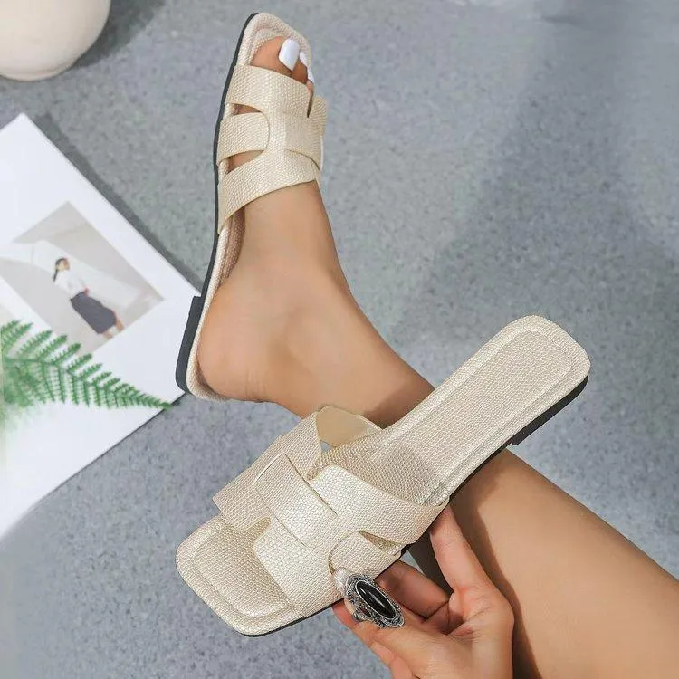 Women's Fashionable Square Toe Beach Slippers 94324645S