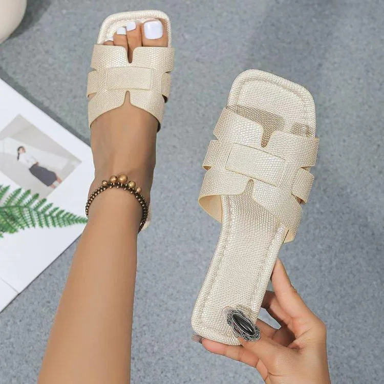 Women's Fashionable Square Toe Beach Slippers 94324645S