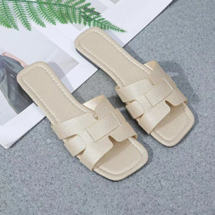 Women's Fashionable Square Toe Beach Slippers 94324645S