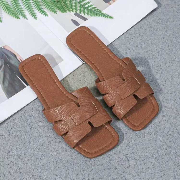 Women's Fashionable Square Toe Beach Slippers 94324645S