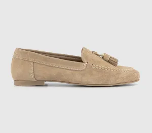 Womens Office Finty Tassel Loafers Taupe Suede