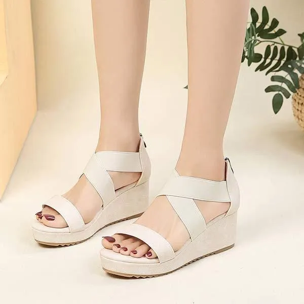 Women's Open-Toe Cross-Strap Wedge Sandals 02698715C