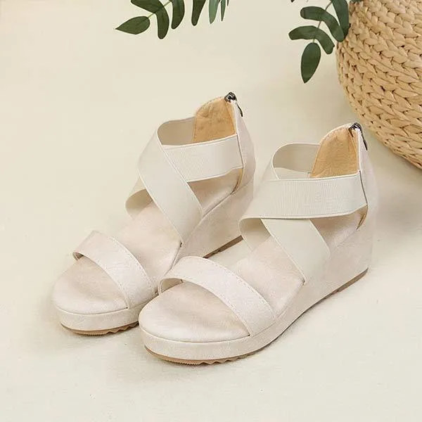 Women's Open-Toe Cross-Strap Wedge Sandals 02698715C