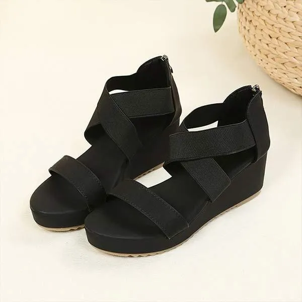 Women's Open-Toe Cross-Strap Wedge Sandals 02698715C