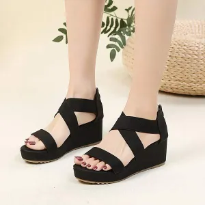 Women's Open-Toe Cross-Strap Wedge Sandals 02698715C
